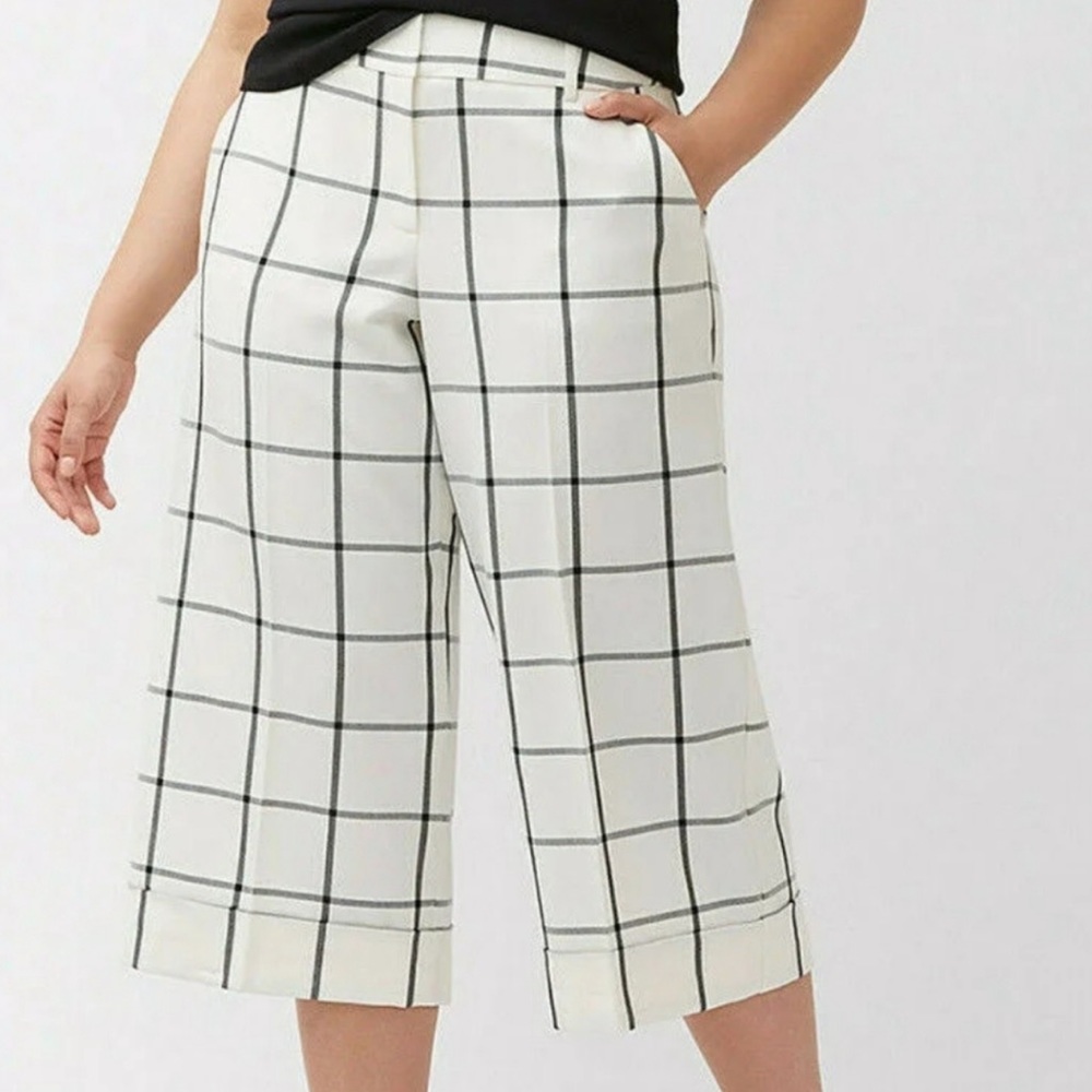 Lane Bryant Black and White Grid Wide Leg Pants